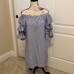 Chic Off-Shoulder Striped Midi Dress